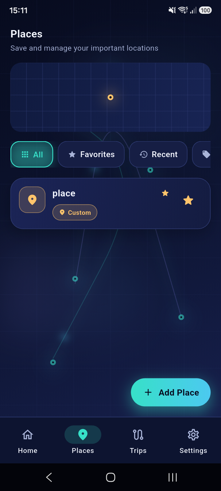 Map Reminder places screen